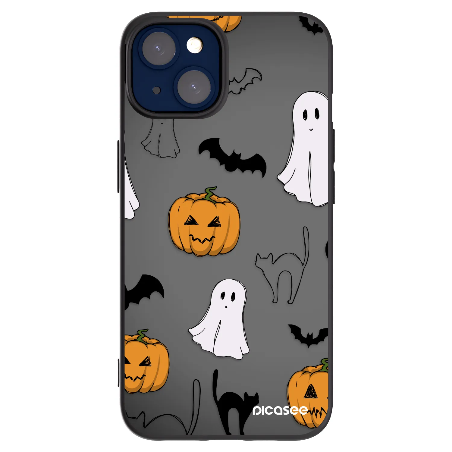 Picasee silikonowe czarne etui na Apple iPhone 14 - Spooky crew
