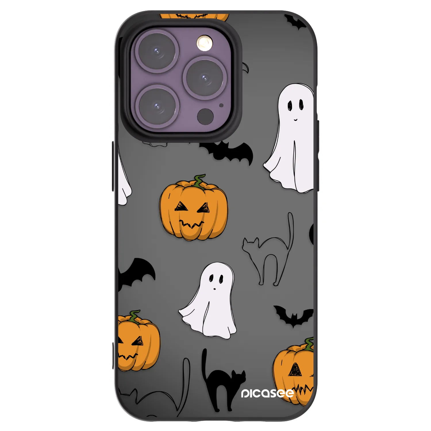 Picasee silikonowe czarne etui na Apple iPhone 14 Pro - Spooky crew