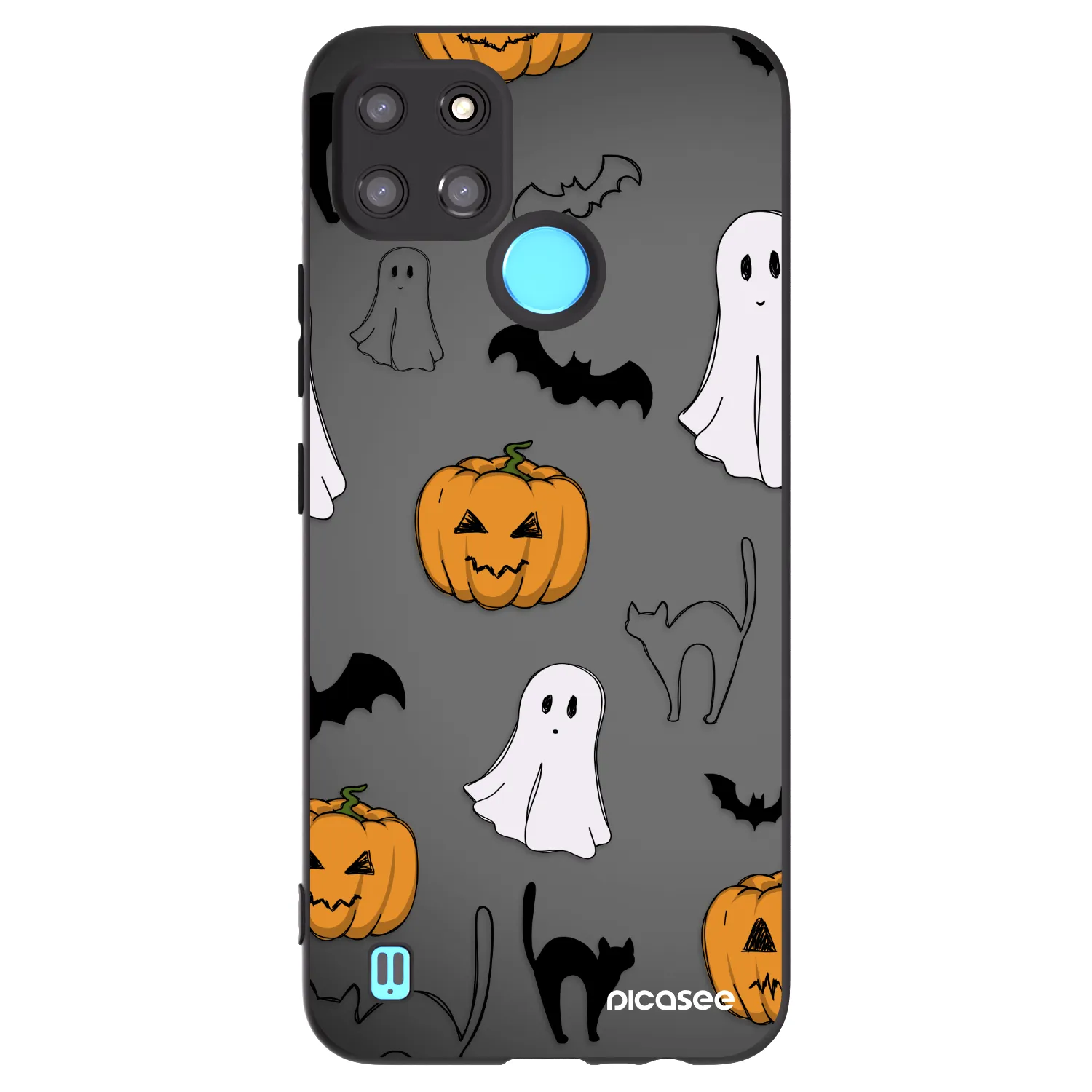 Picasee silikonowe czarne etui na Realme C21Y - Spooky crew