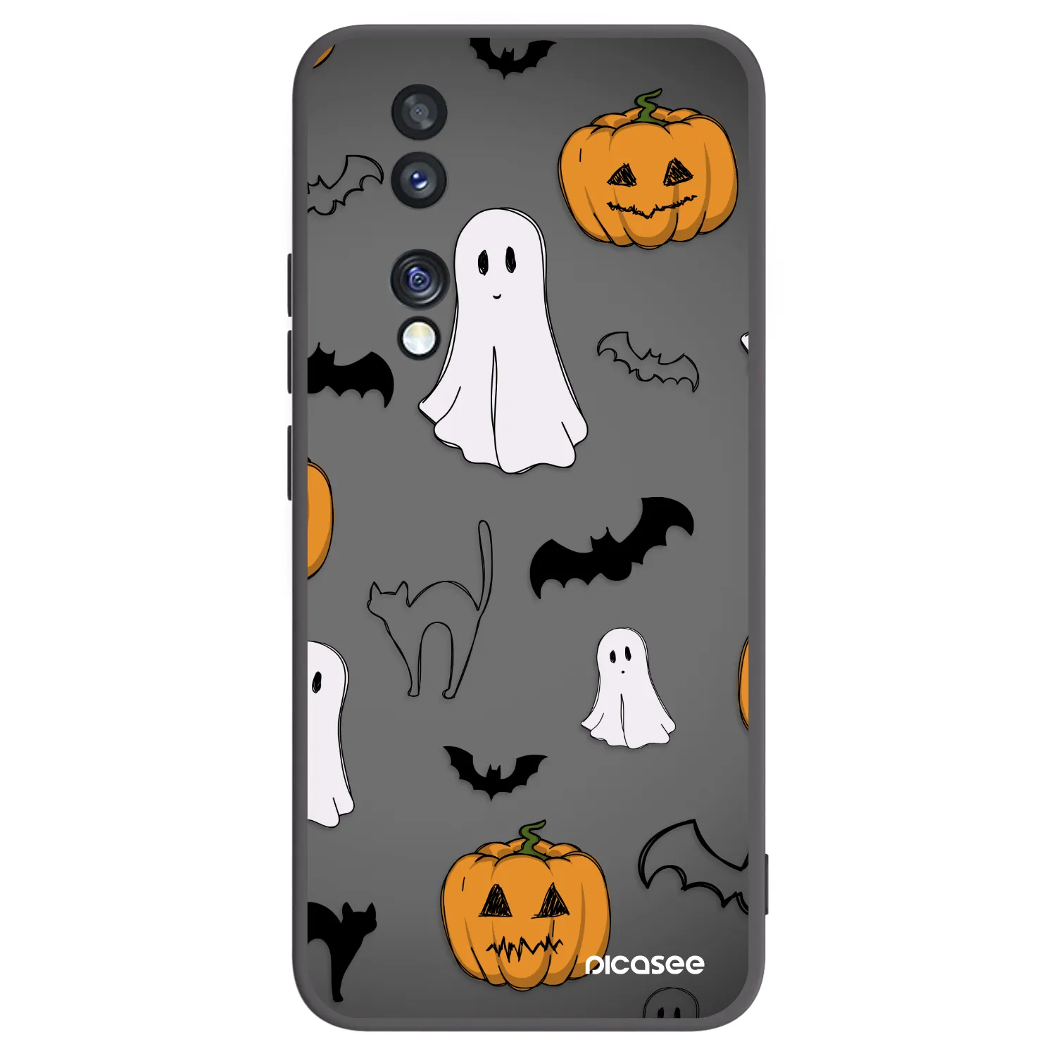 Picasee silikonowe czarne etui na Honor 70 - Spooky crew
