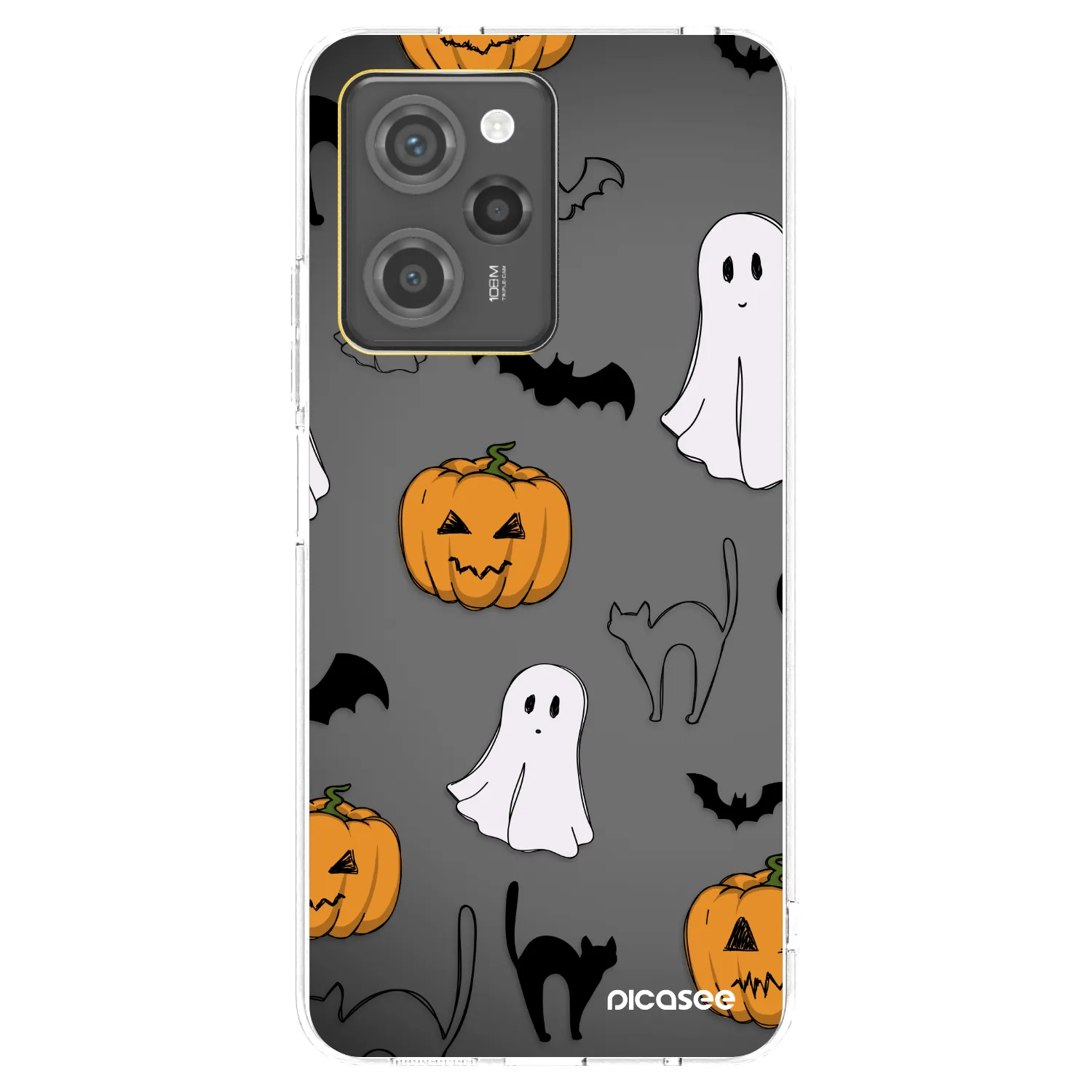 Picasee silikonowe czarne etui na Xiaomi Poco X5 Pro - Spooky crew
