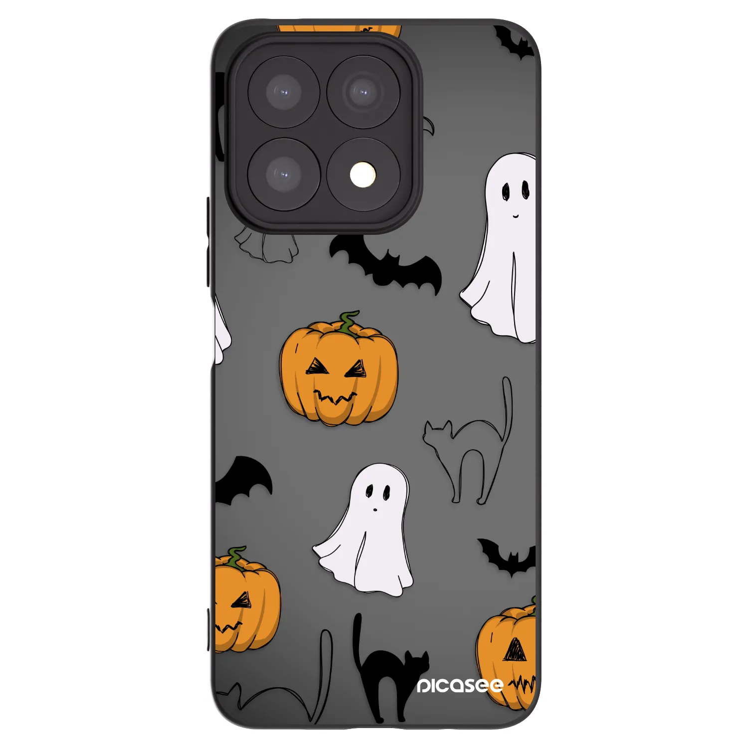 Picasee silikonowe czarne etui na Honor X8a - Spooky crew