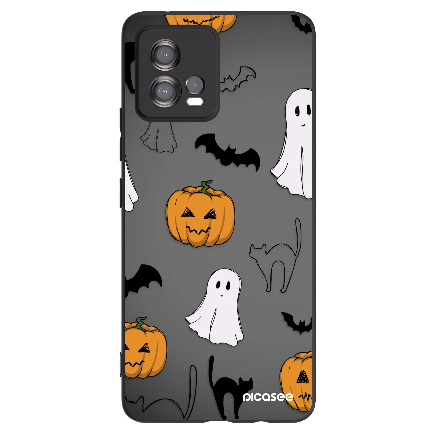 Picasee silikonowe czarne etui na Motorola Moto G72 - Spooky crew