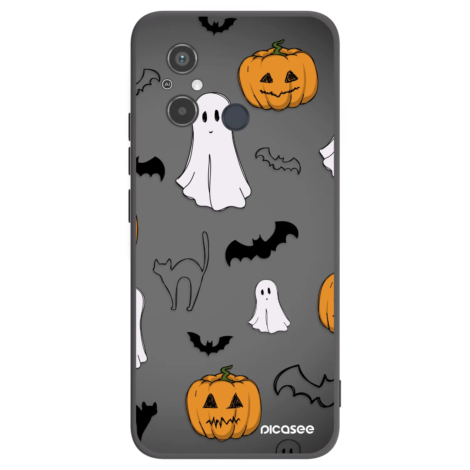 Picasee silikonowe czarne etui na Xiaomi Redmi 12C - Spooky crew