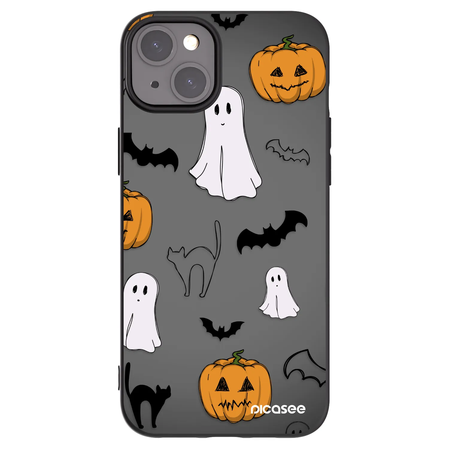 Picasee silikonowe czarne etui na Apple iPhone 15 Plus - Spooky crew