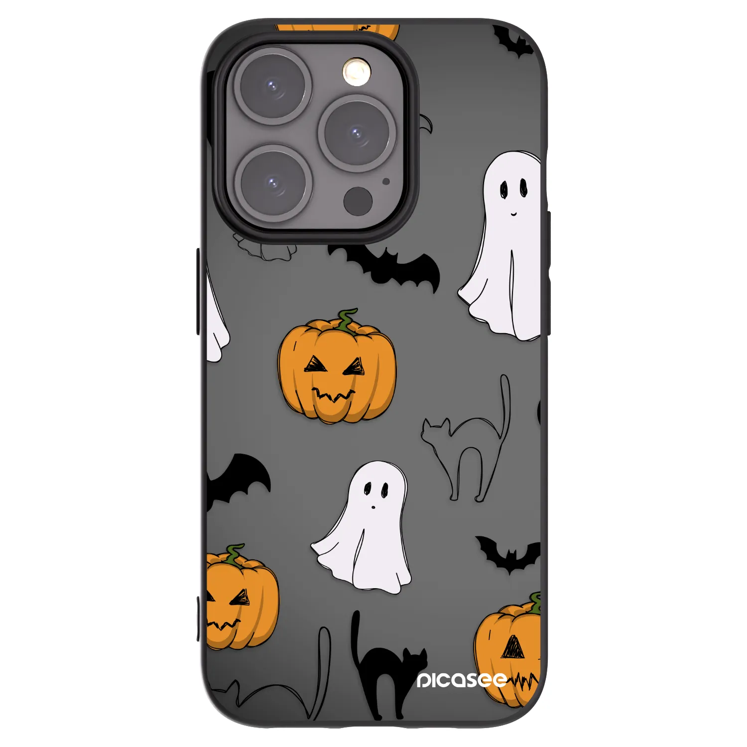 Picasee silikonowe czarne etui na Apple iPhone 15 Pro - Spooky crew