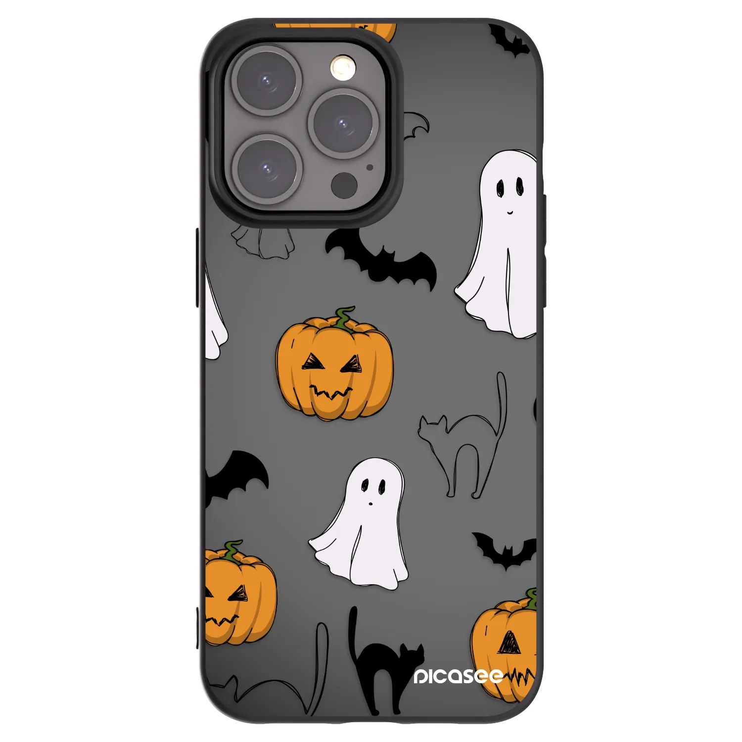 Picasee silikonowe czarne etui na Apple iPhone 15 Pro Max - Spooky crew
