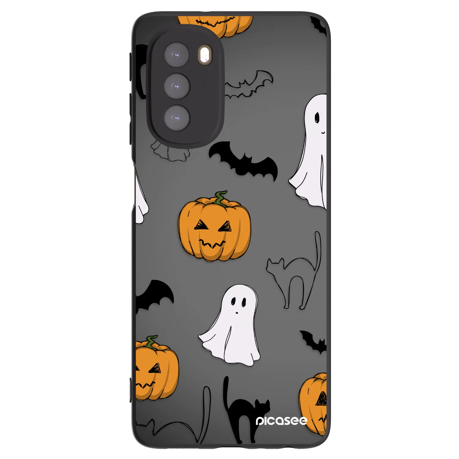 Picasee silikonowe czarne etui na Motorola Moto G51 - Spooky crew