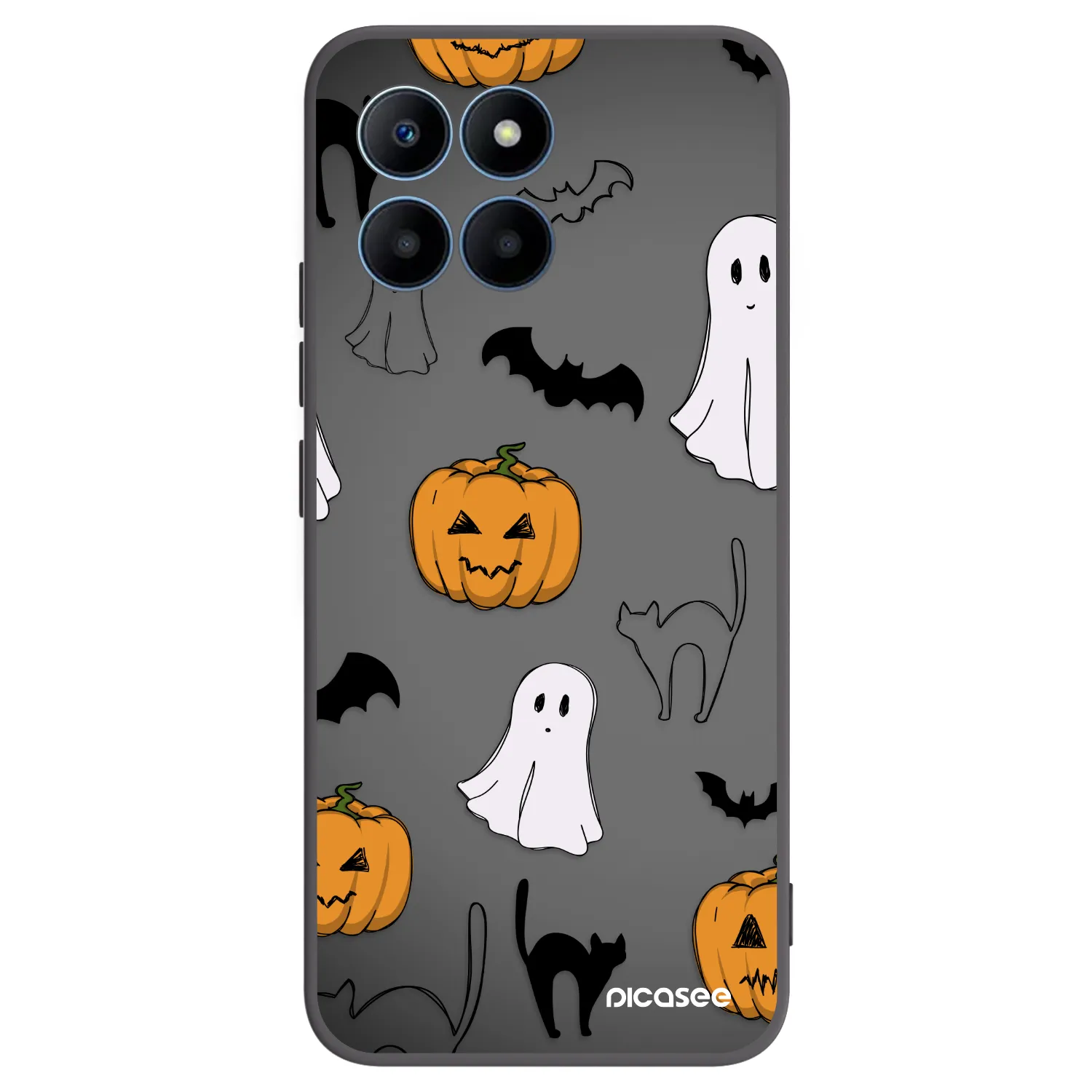Picasee silikonowe czarne etui na Honor 70 Lite - Spooky crew
