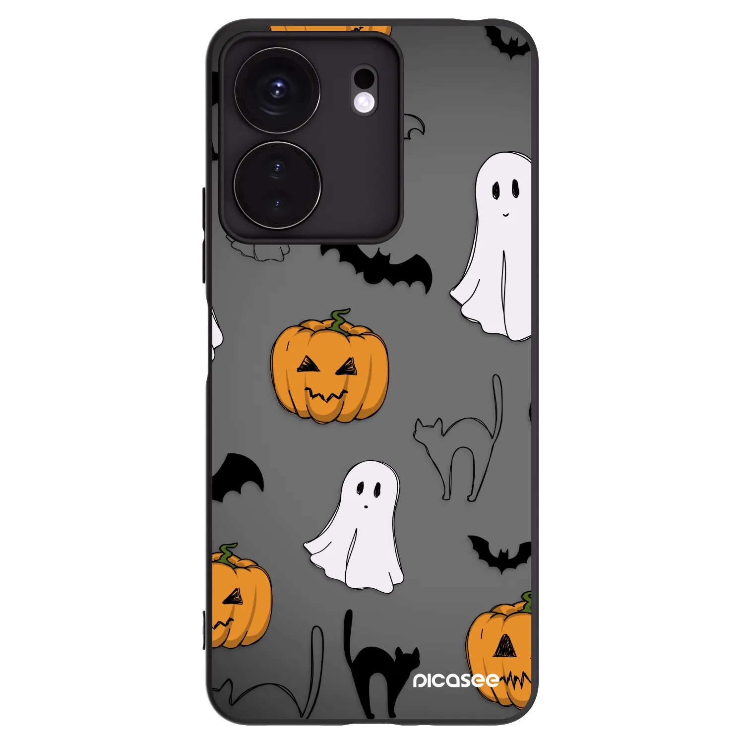 Picasee silikonowe czarne etui na Xiaomi Redmi 13C 4G - Spooky crew