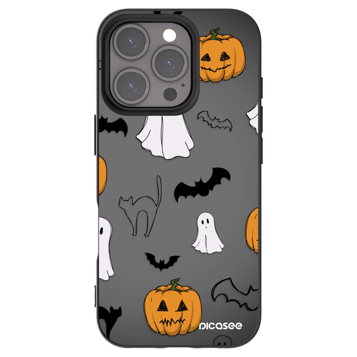 Picasee silikonowe czarne etui na Apple iPhone 16 Pro - Spooky crew