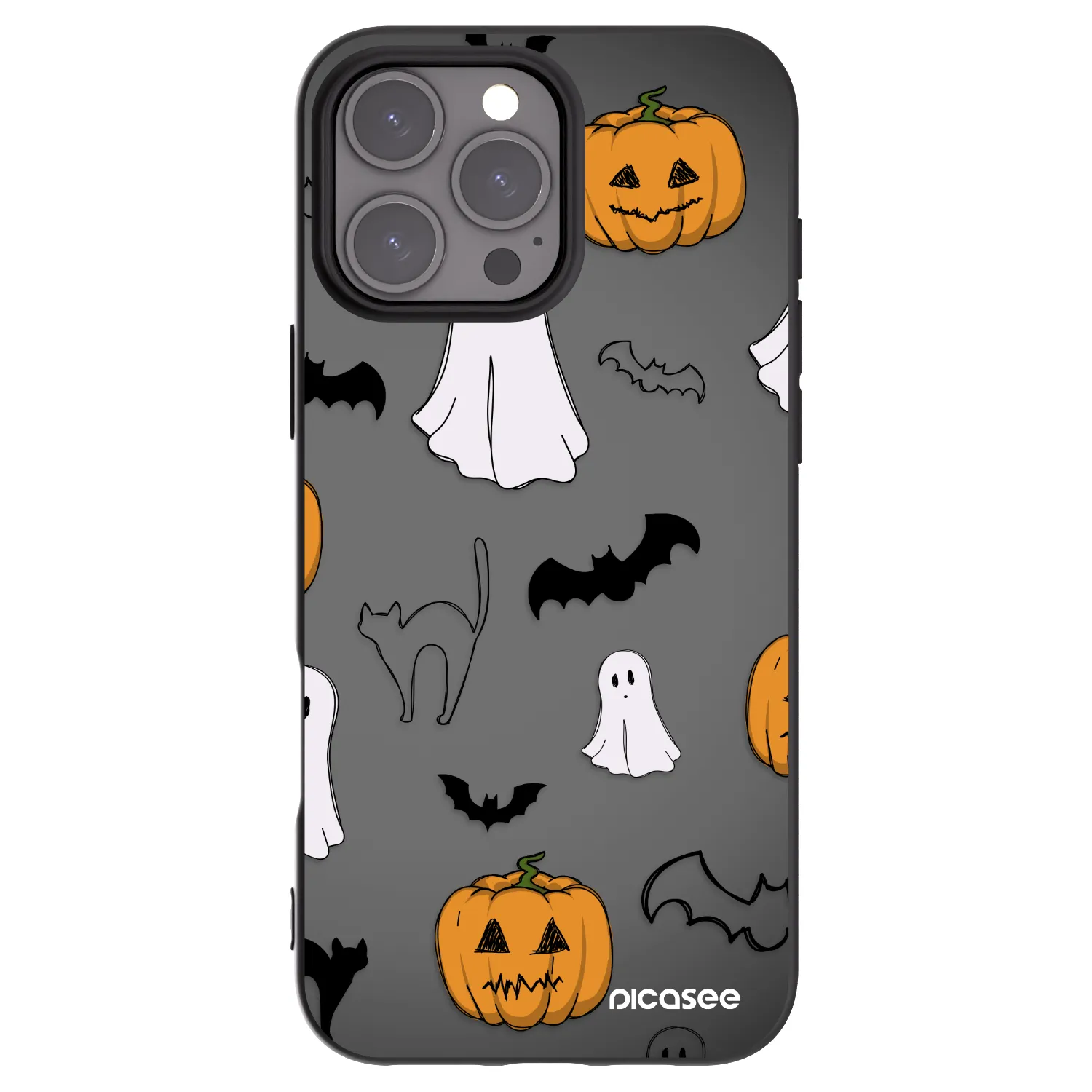 Picasee silikonowe czarne etui na Apple iPhone 16 Pro Max - Spooky crew