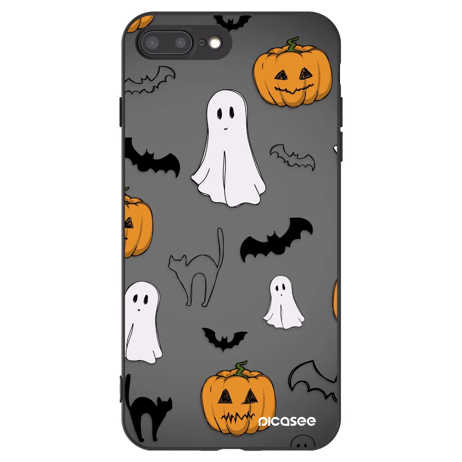 Picasee silikonowe czarne etui na Apple iPhone 7 Plus - Spooky crew