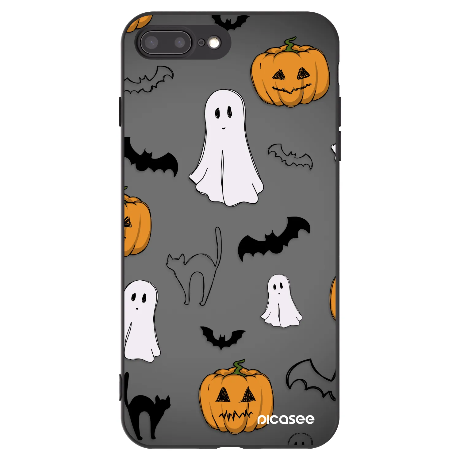 Picasee silikonowe czarne etui na Apple iPhone 8 Plus - Spooky crew