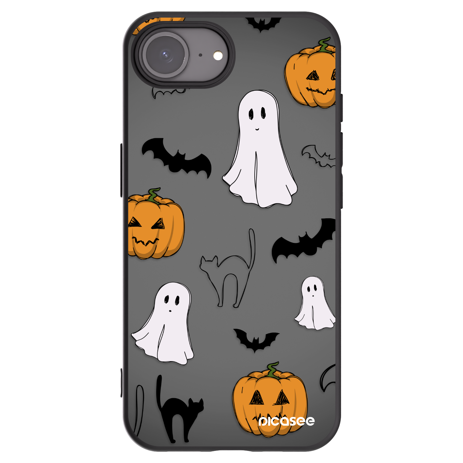 Picasee silikonowe czarne etui na Apple iPhone 16e - Spooky crew