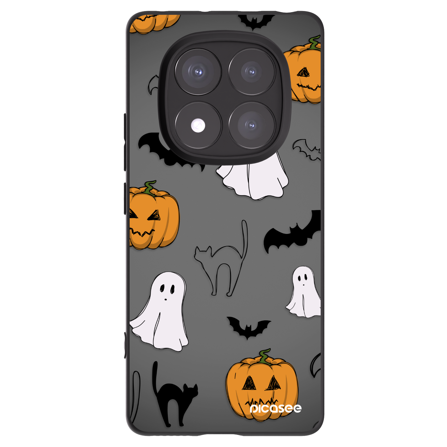Picasee silikonowe czarne etui na Xiaomi Redmi Note 14 Pro+ 5G - Spooky crew