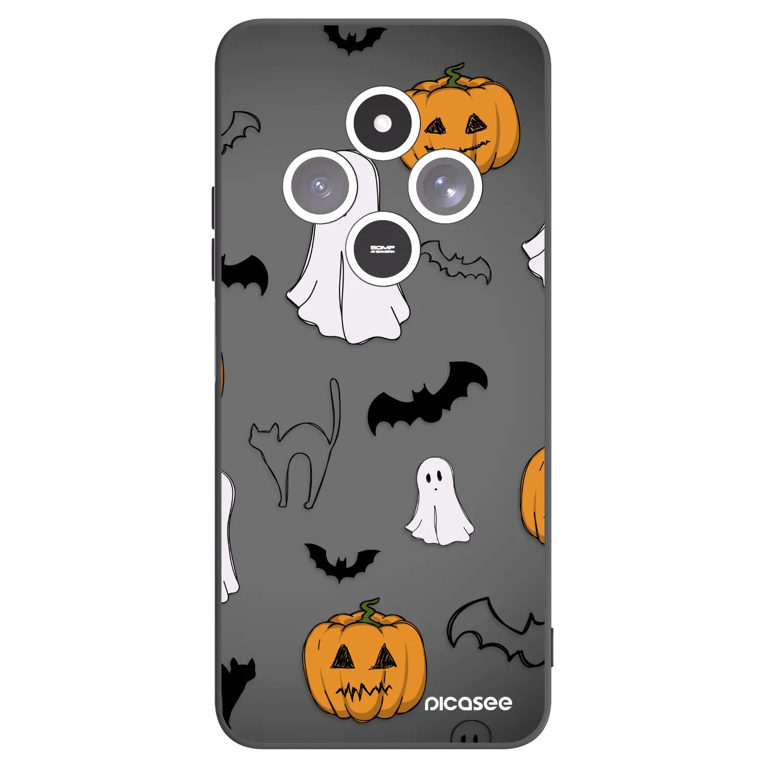 Picasee silikonowe czarne etui na Xiaomi Redmi 14C - Spooky crew