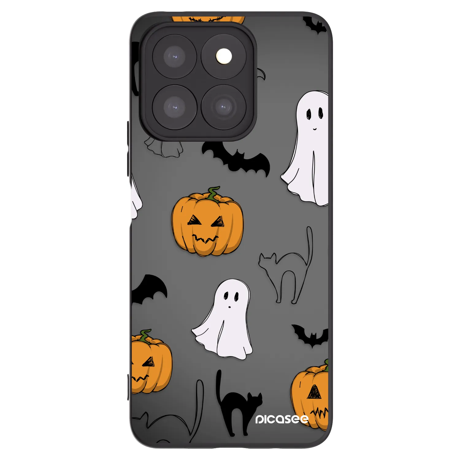 Picasee silikonowe czarne etui na Honor X8c - Spooky crew