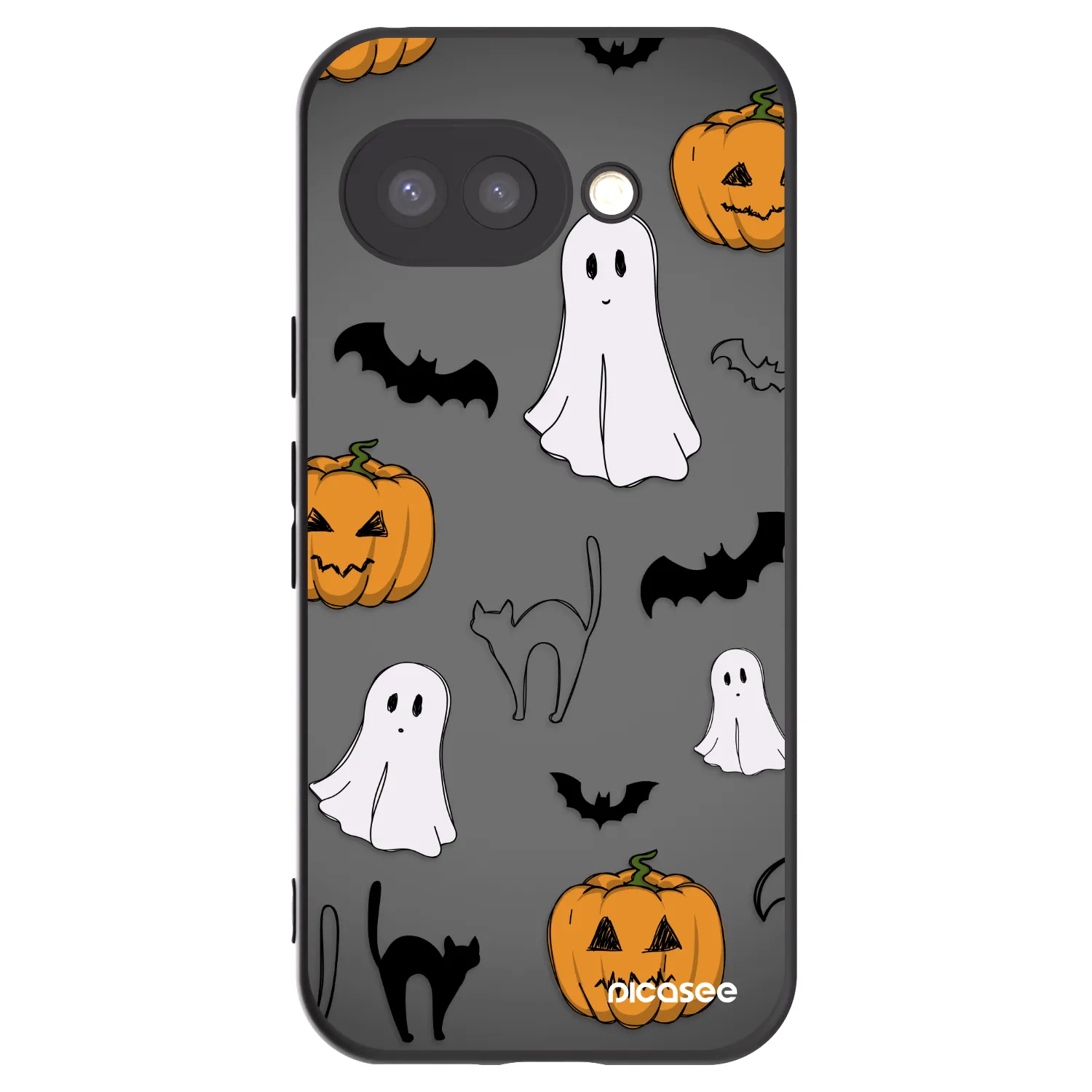Picasee silikonowe czarne etui na Google Pixel 9a - Spooky crew
