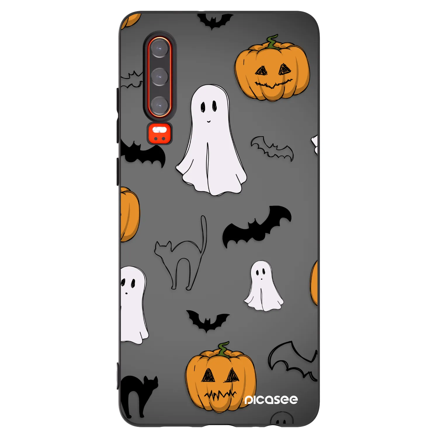 Picasee silikonowe czarne etui na Huawei P30 - Spooky crew