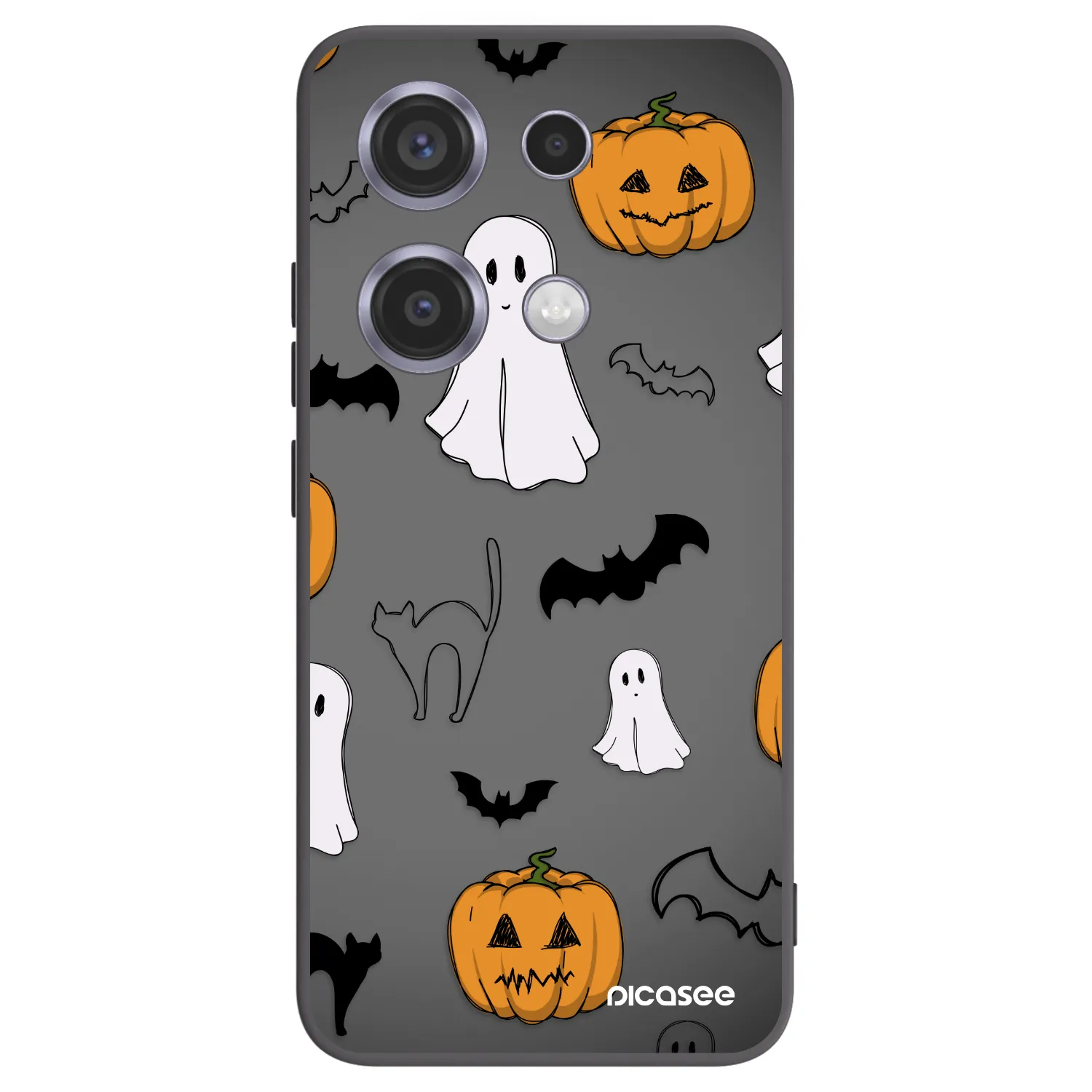 Picasee silikonowe czarne etui na Xiaomi Redmi Note 14S - Spooky crew