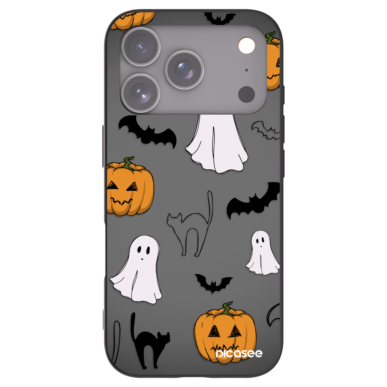 Picasee silikonowe czarne etui na Apple iPhone 17 Pro - Spooky crew