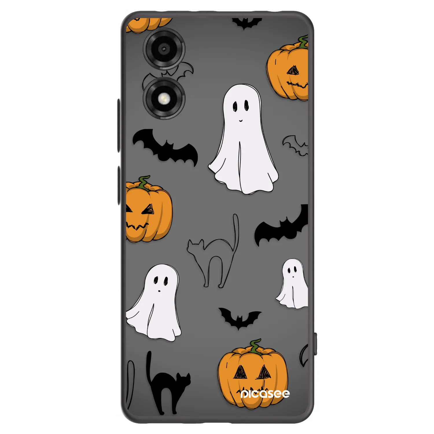 Picasee silikonowe czarne etui na Motorola Moto E14 - Spooky crew