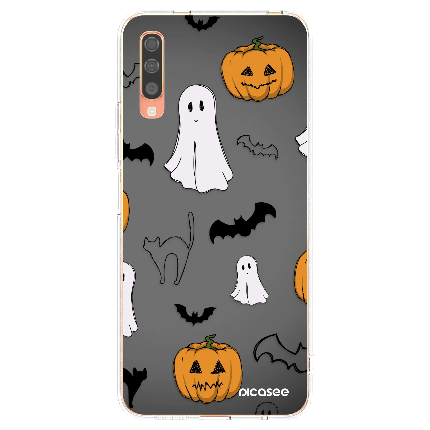 Picasee silikonowe przeźroczyste etui na Samsung Galaxy A70 A705F - Spooky crew