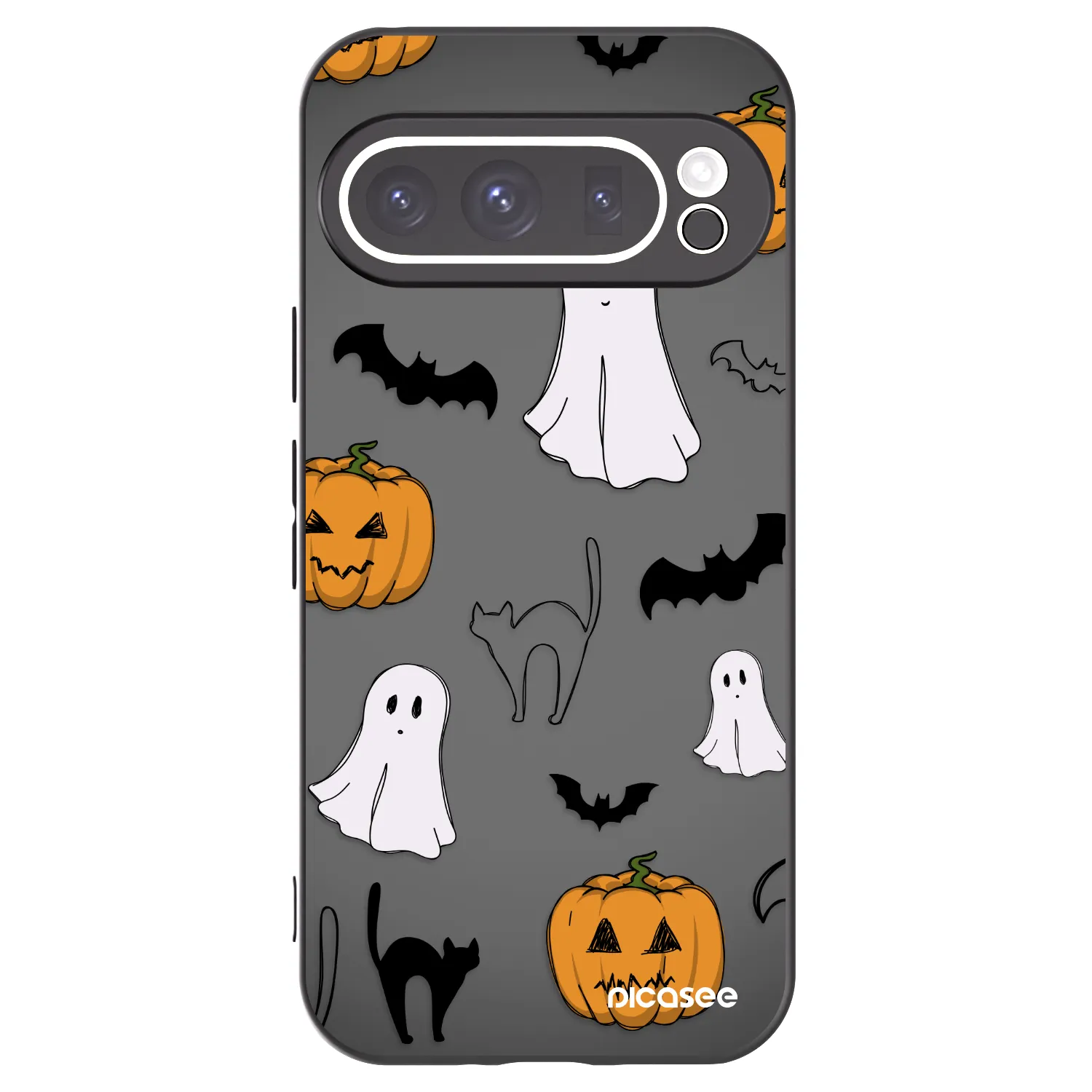 Picasee silikonowe czarne etui na Google Pixel 9 Pro XL - Spooky crew