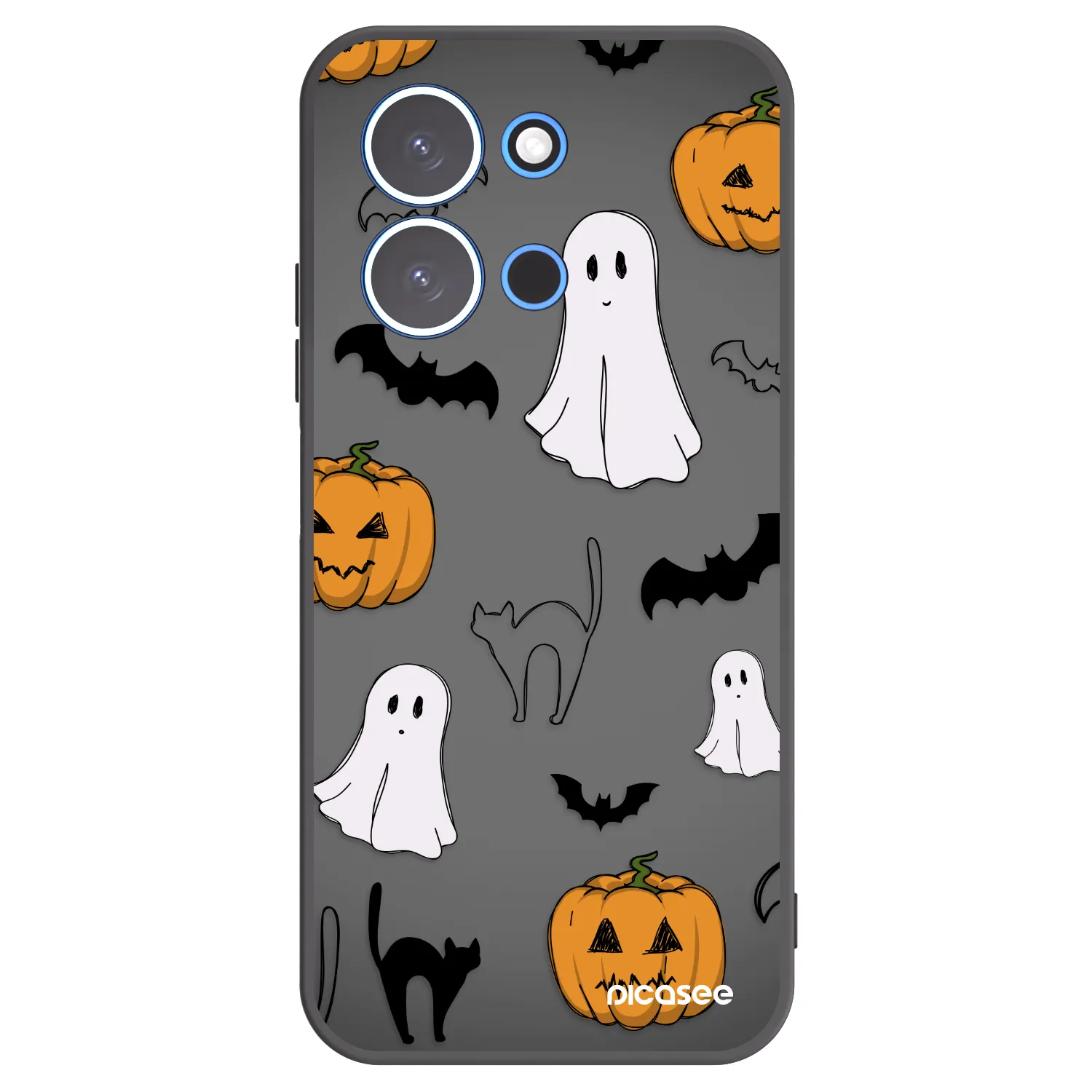 Picasee silikonowe czarne etui na Xiaomi Redmi 15C 4G - Spooky crew