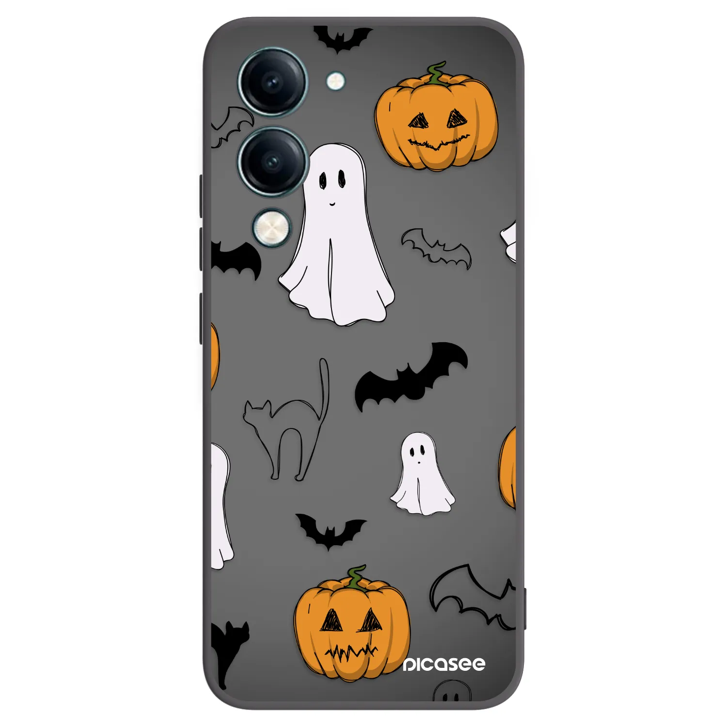Picasee silikonowe czarne etui na Vivo Y29s 5G - Spooky crew