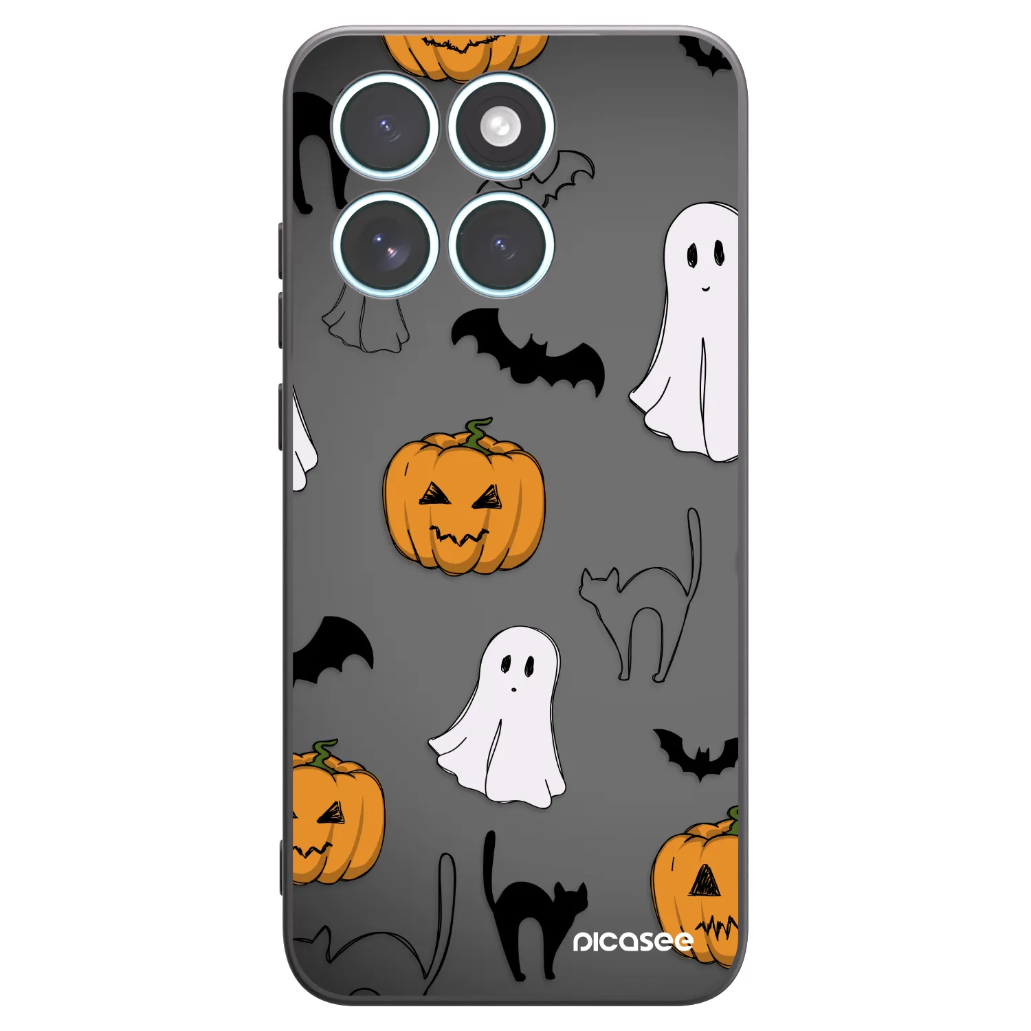 Picasee silikonowe czarne etui na Motorola Edge 70 Fusion - Spooky crew
