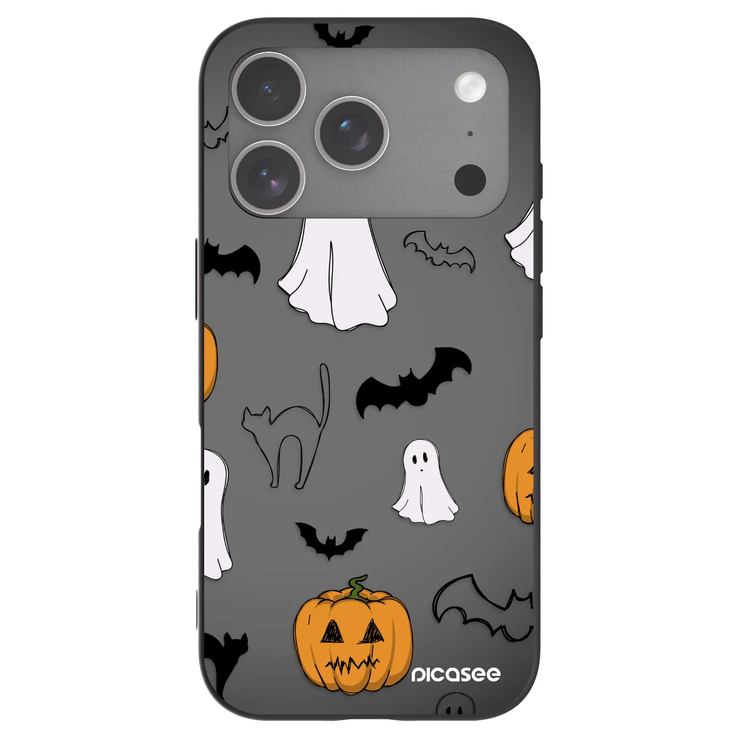 Picasee silikonowe czarne etui na Apple iPhone 18 Pro - Spooky crew
