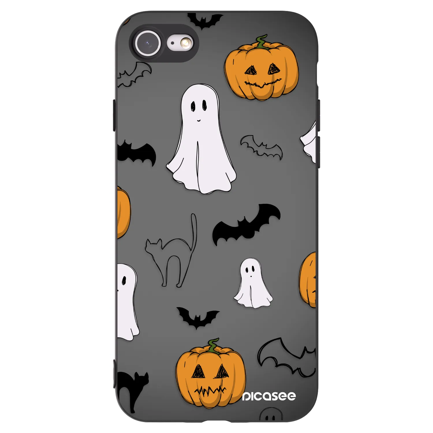 Picasee silikonowe czarne etui na Apple iPhone SE 2020 - Spooky crew