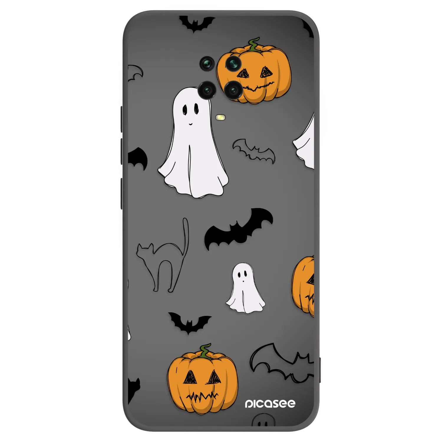 Picasee silikonowe czarne etui na Xiaomi Redmi Note 9 Pro - Spooky crew