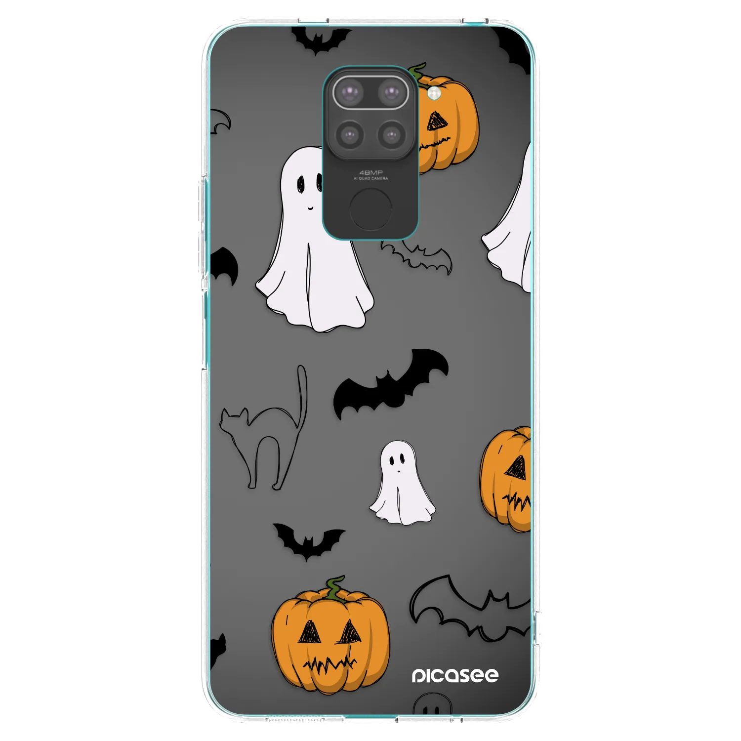 Picasee silikonowe czarne etui na Xiaomi Redmi Note 9 - Spooky crew