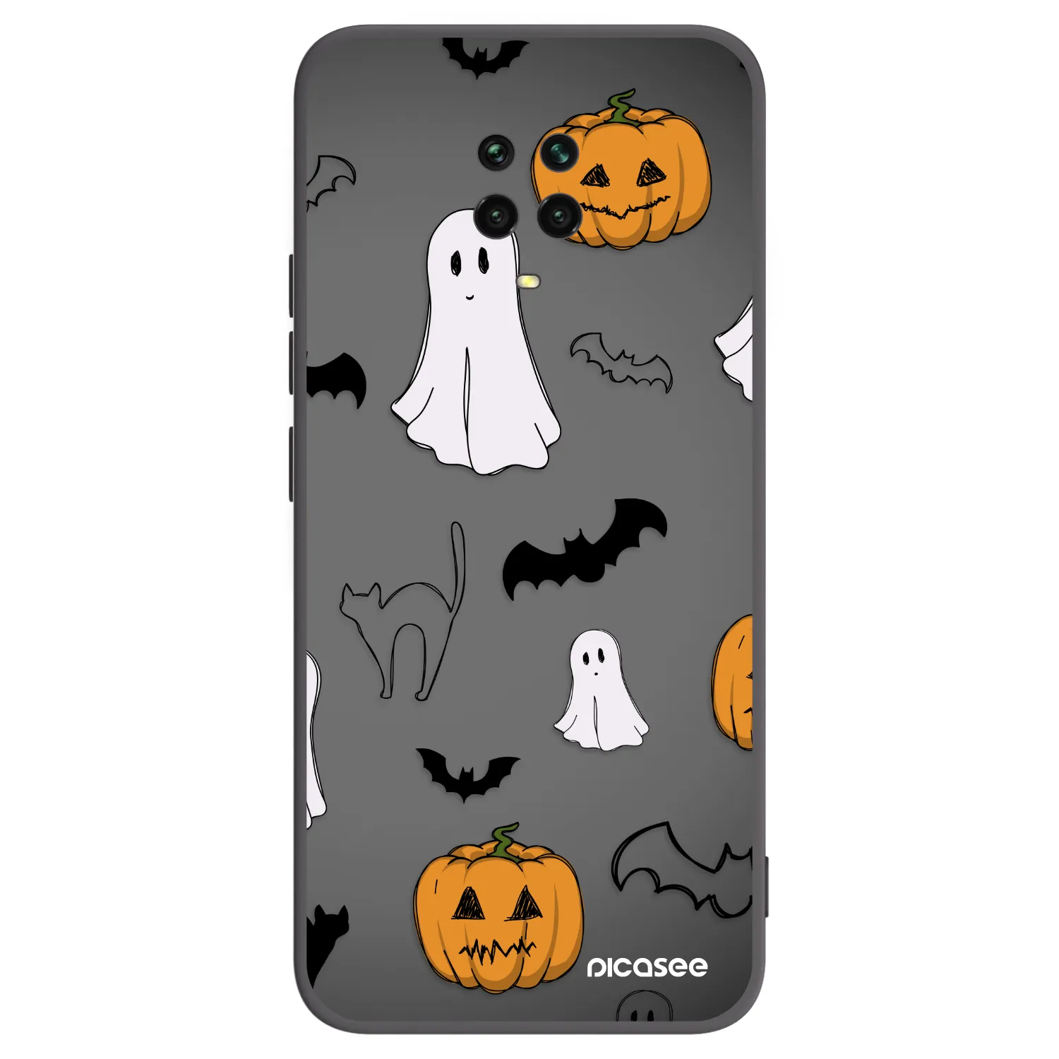 Picasee silikonowe czarne etui na Xiaomi Redmi Note 9S - Spooky crew