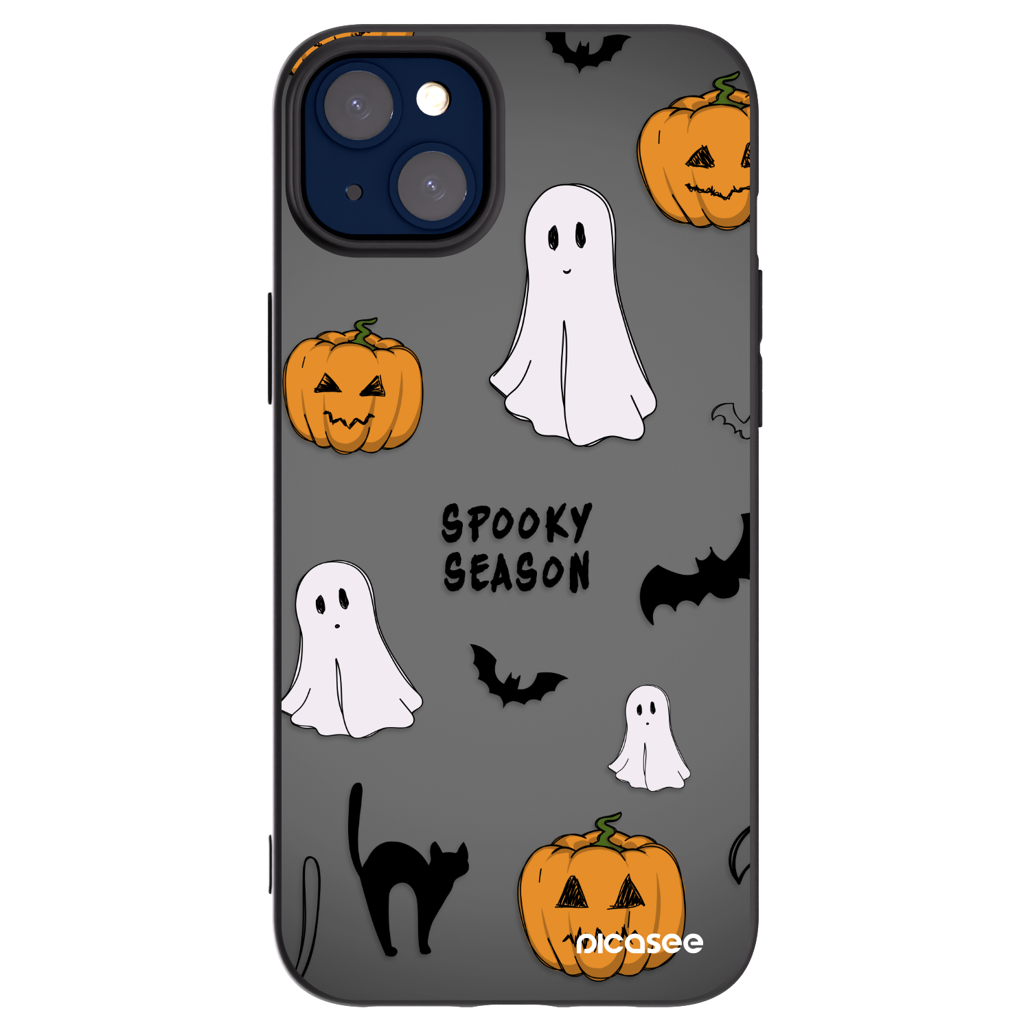 Picasee silikonowe czarne etui na Apple iPhone 14 Plus - Spooky season 2