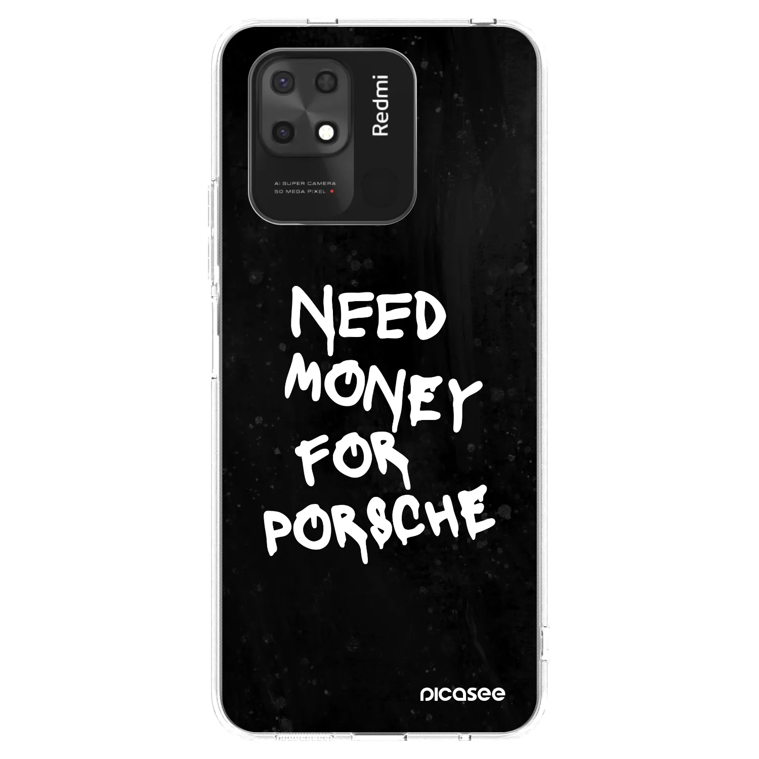 Picasee silikonowe przeźroczyste etui na Xiaomi Redmi 10C - Black Dollar
