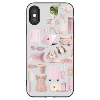 Picasee silikonowe czarne etui na Apple iPhone X/XS - Glam Babe