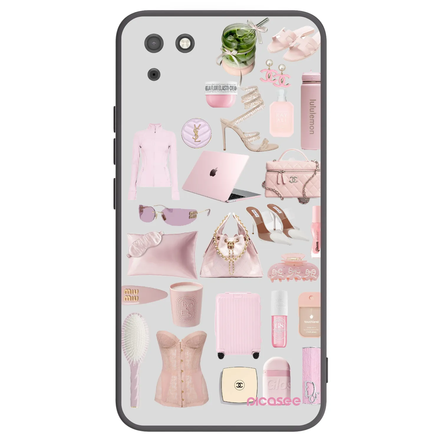 Picasee silikonowe czarne etui na Huawei Y5P - Glam Babe