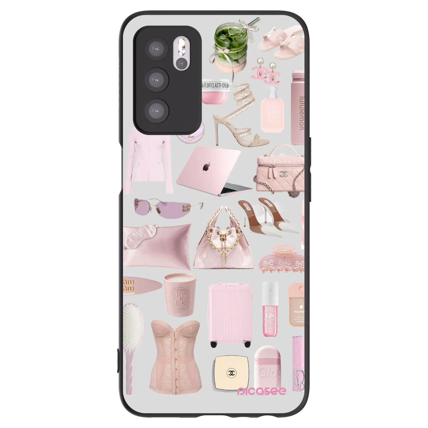 Picasee silikonowe czarne etui na OPPO A16s - Glam Babe