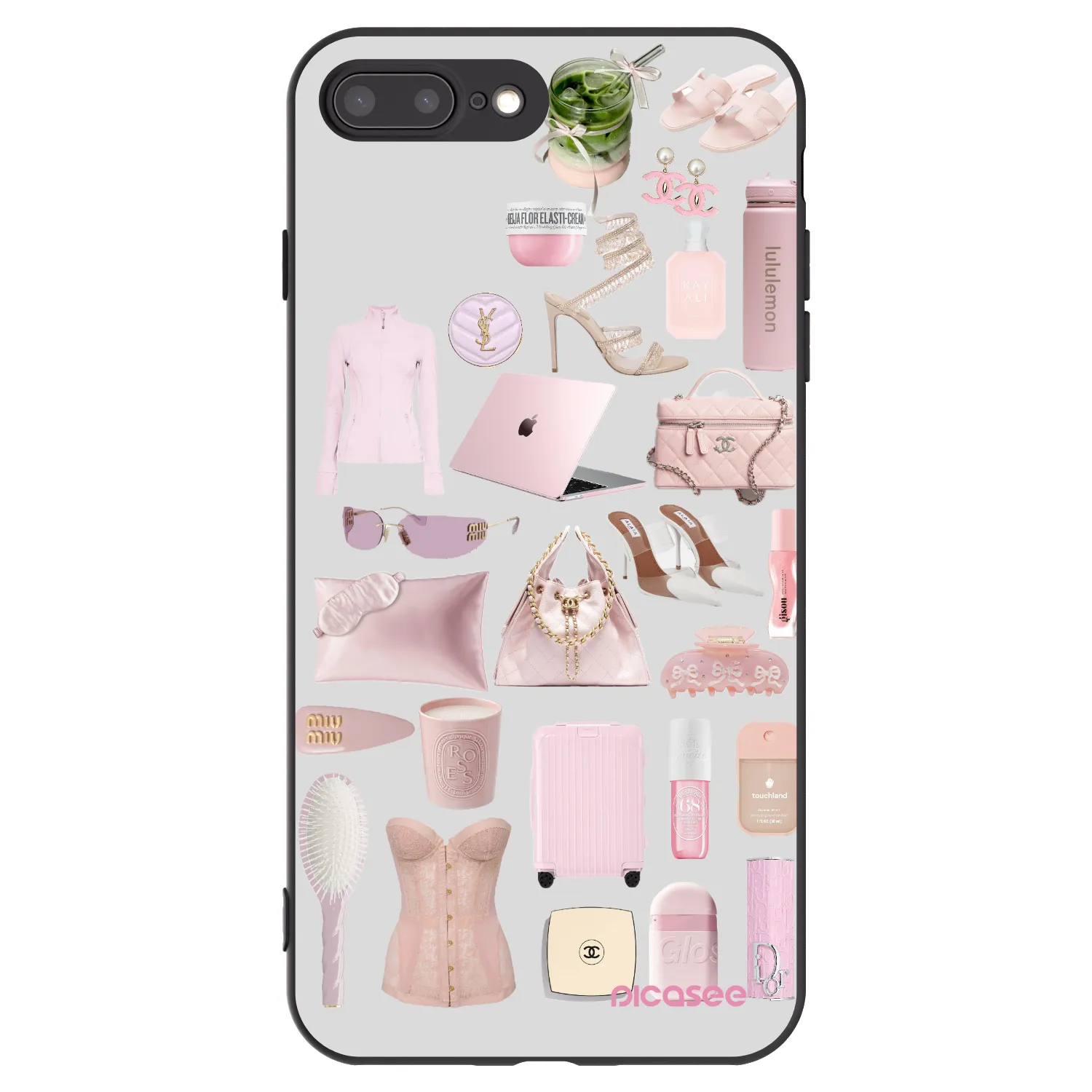 Picasee silikonowe czarne etui na Apple iPhone 8 Plus - Glam Babe
