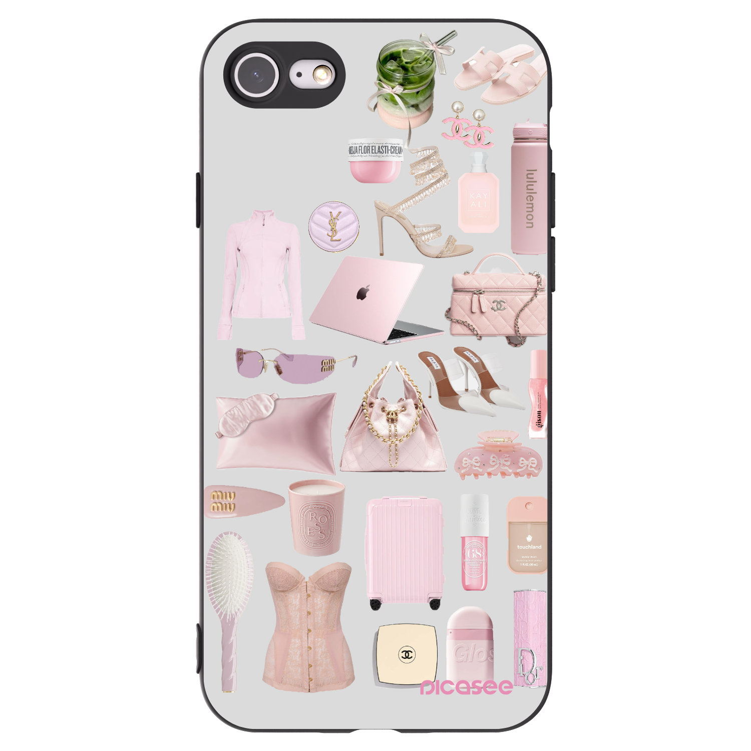 Picasee silikonowe czarne etui na Apple iPhone SE 2020 - Glam Babe