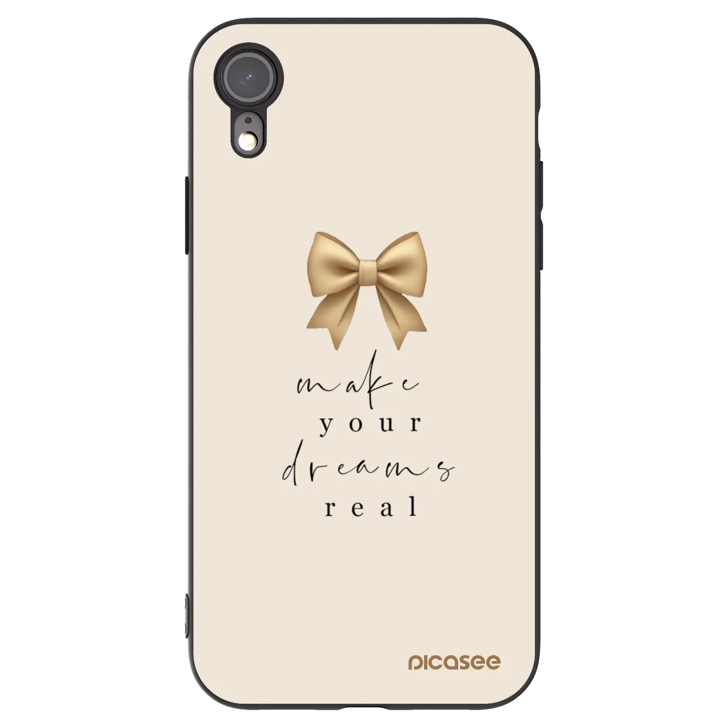 Picasee silikonowe czarne etui na Apple iPhone XR - Golden Dream