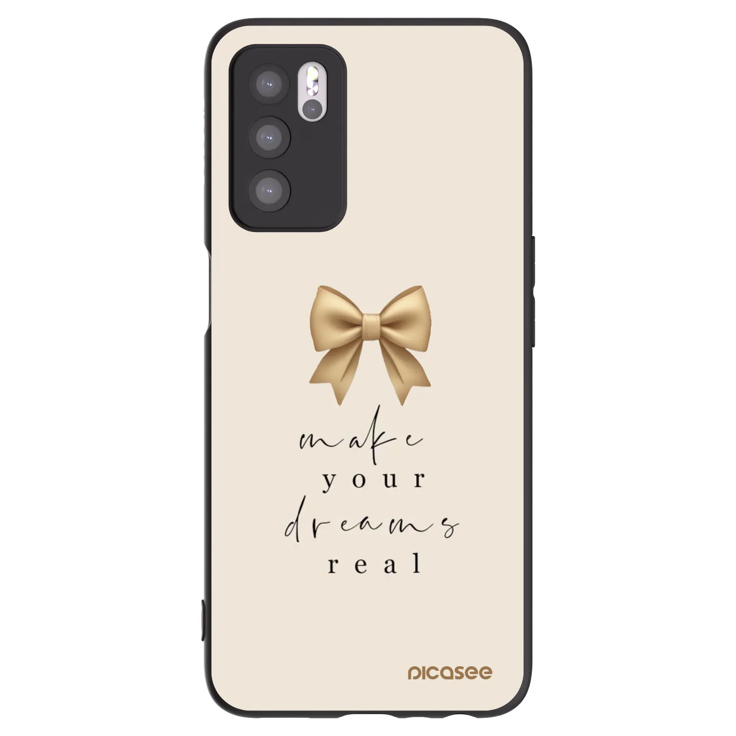 Picasee silikonowe czarne etui na OPPO A16s - Golden Dream