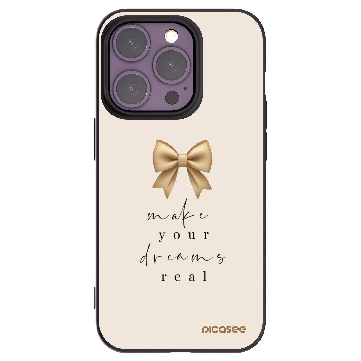 Picasee silikonowe czarne etui na Apple iPhone 14 Pro - Golden Dream