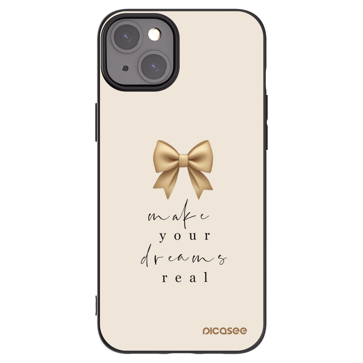 Picasee silikonowe czarne etui na Apple iPhone 15 Plus - Golden Dream
