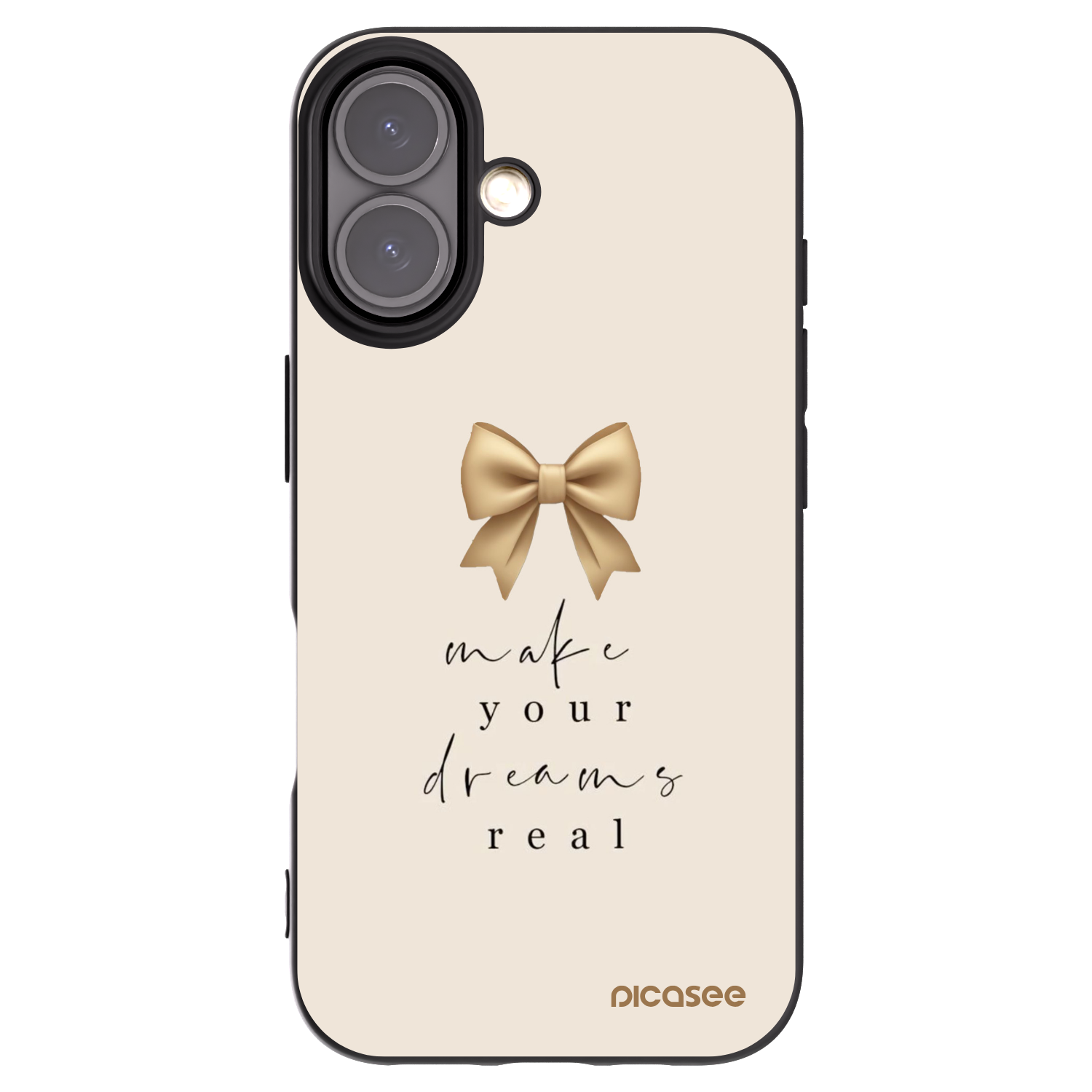 Picasee silikonowe czarne etui na Apple iPhone 16 - Golden Dream