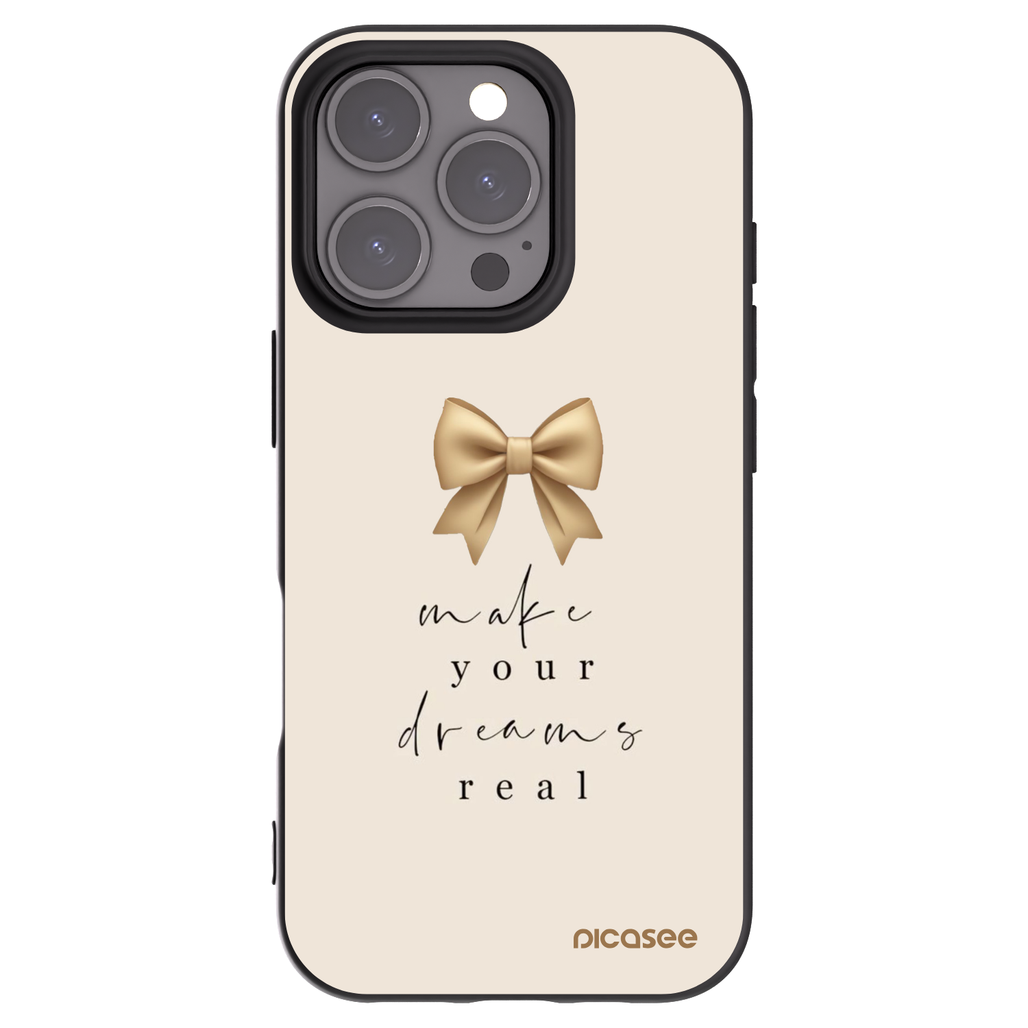 Picasee silikonowe czarne etui na Apple iPhone 16 Pro - Golden Dream